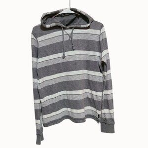 Aeropostale Gray & White Striped Hooded Long-Sleeve Pullover Light Sweatshirt